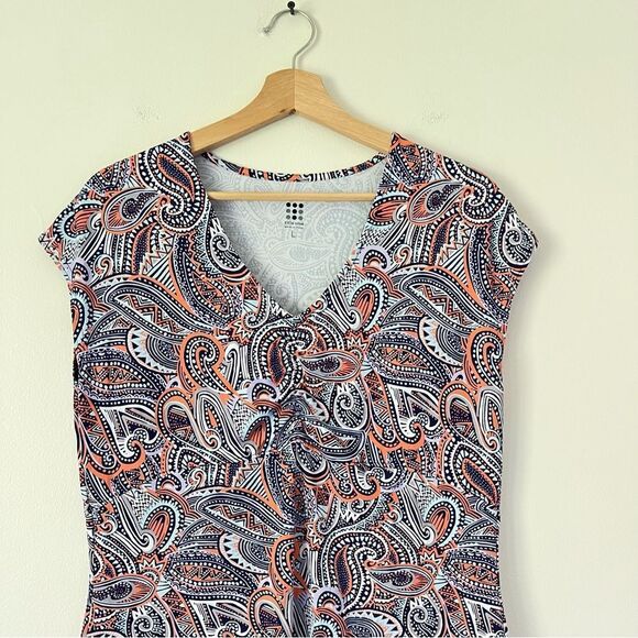 Title Nine Daring Floral Paisley Dress Purple Orange Size Large Knee Length - Picture 3 of 9